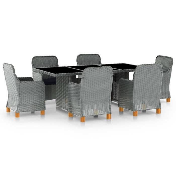 VidaXL Mobilier à Dîner 7 pcs avec Coussins Salon de Jardin Ensemble de Salle à Manger d'Extérieur Table et Chaises de Patio 3060171