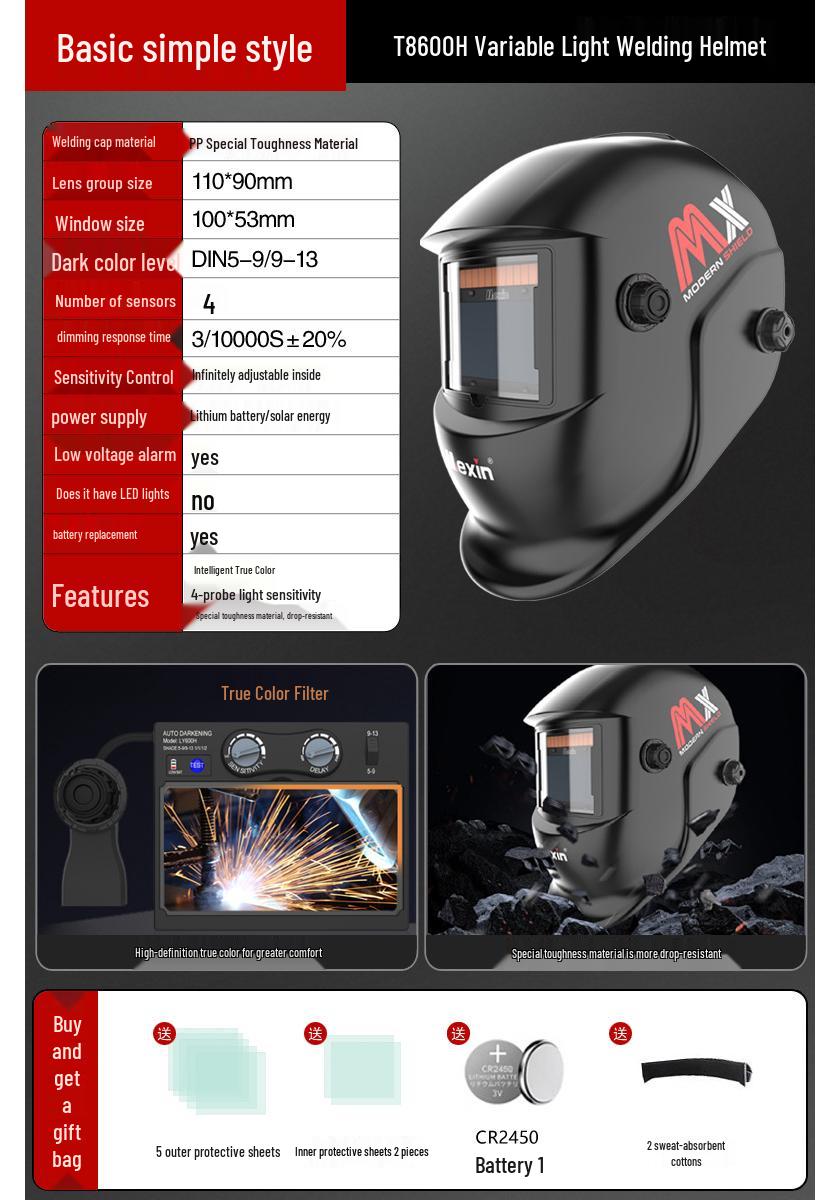 Meixin Auto-Darkening Welding Helmet with Argon Arc Protection & Blue Light Shielding