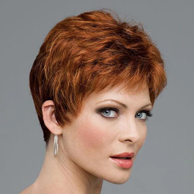 Blond Braune Kurze Perücken Lockige Damen Natürliche Perücke Mit Pony Synthetisches Haar Kostüm Tägliche Nutzung Perücke Für Damen Hitzebeständige Faserperücke KTB