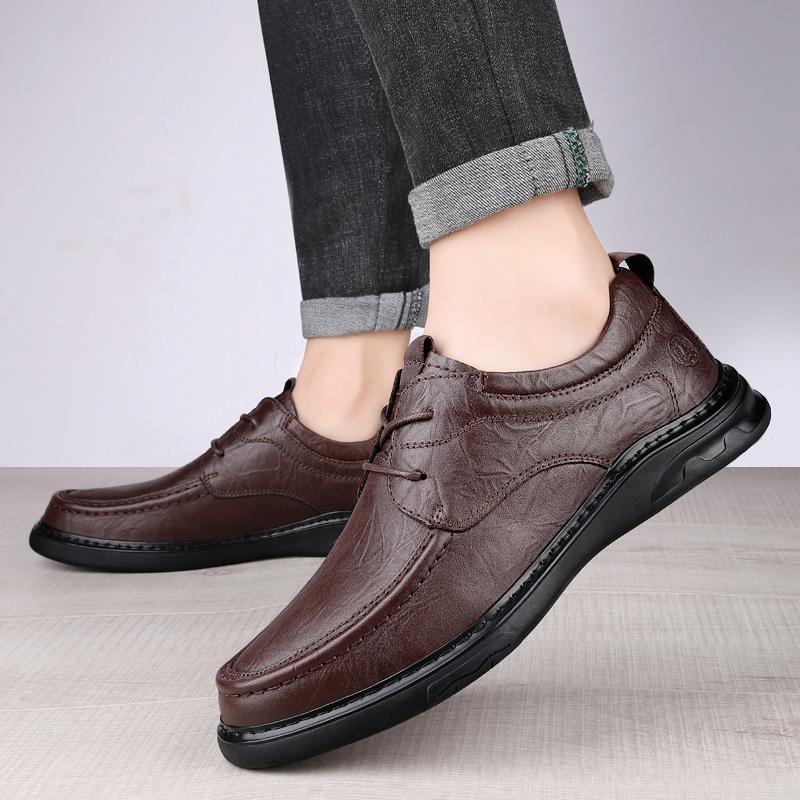 Повседневные мужские кожаные туфли из натуральной кожи высокого качества в мужском стиле — фото 5