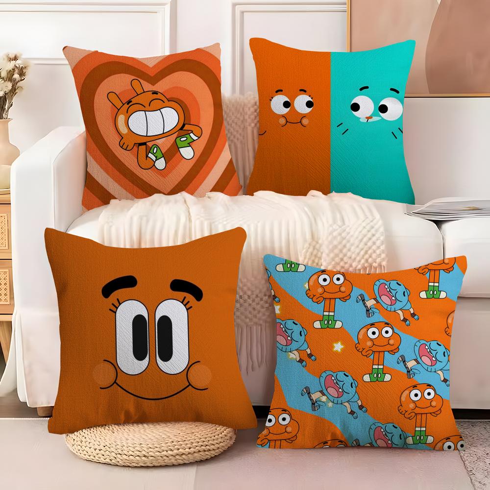 Animation Amazing World Gumball Cushion Cover Soft Plush Fabric DoubleSided Printed Sofa Cushion Cover for All Seasons Decor
