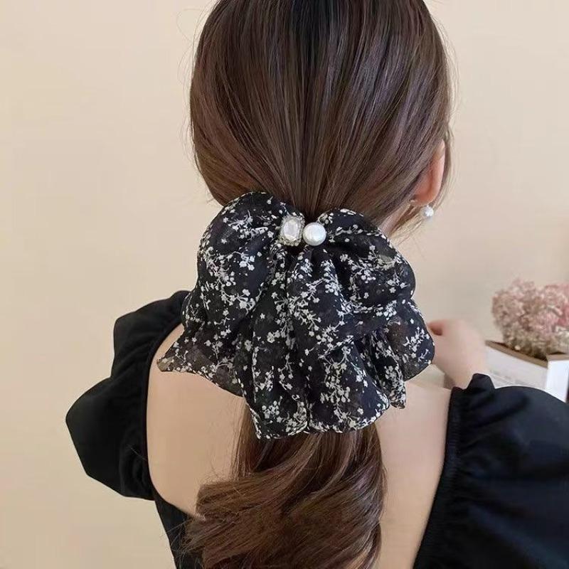 1Pc Chiffon Floral Sweet Half-tied Hairpin Bridal Headdress for Wedding Banquet Holiday Party Decoration