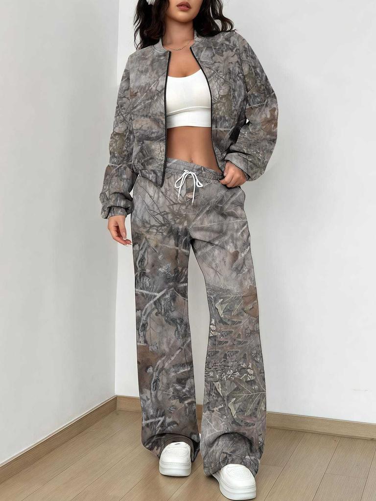Outdoor Camouflage Herbst Und Winter Neue Europäische Und Amerikanische Damenbekleidung Retro Druck Anzug Damen
