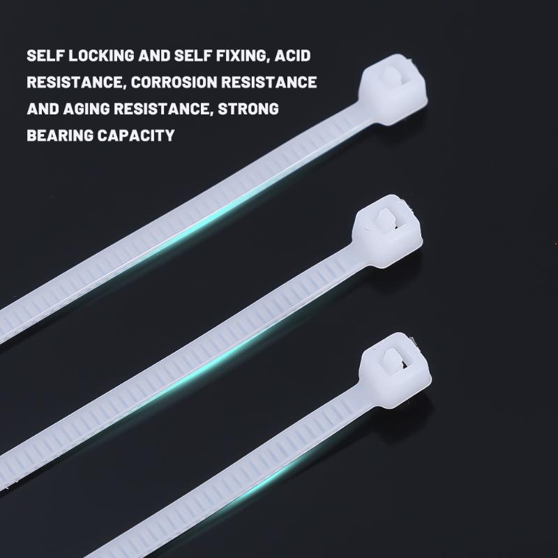 100pcs Nylon Cable Ties Adjustable Self-locking Cord Ties Straps Fastening Loop Reusable Plastic Wire Ties For Home Office