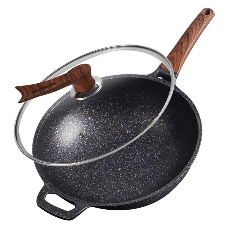 Yoshida Craftsman Cast Iron Non-Stick Wok with Glass Lid, 30cm
