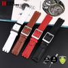 17mm Dla Swatch YCS YAS YGS Pasek do zegarka Czerwono-brązowy Biały Skóra bydlęca o fakturze jaszczurki Pasek do zegarka Damski Męski Miękki Pasek ze skóry naturalnej