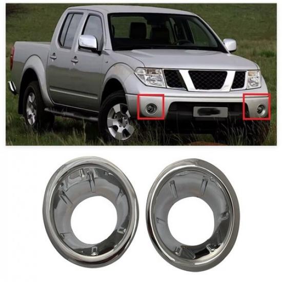 Pair Chrome Front Fog Light Lamp Frame Cover Trim For Nissan Frontier 2007-2013