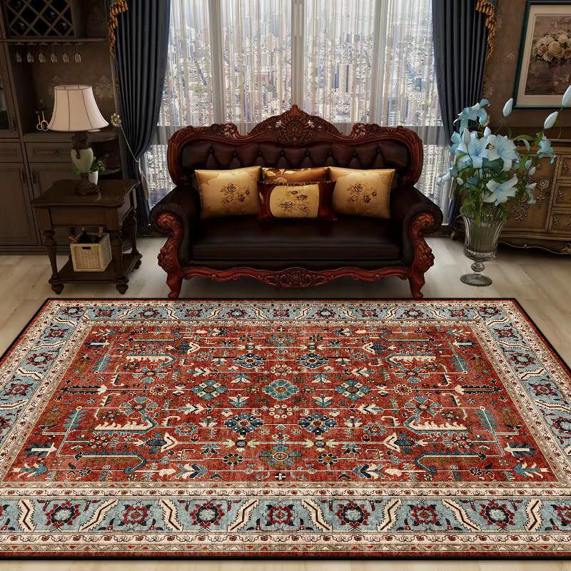 Bohemian Retro Style Decorative Rug for Living Room Soft Antiskid Sofa Table Mat Big Size Foldable Study Decoration Rug Washable