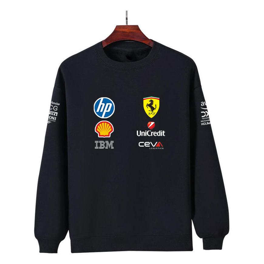 Unisex Men Women Thicken Autumn and Winter F1 Ferrari Racing Print Crewneck Sweatshirt Casual Loose Long Sleeve Pullover Sport Streetwear