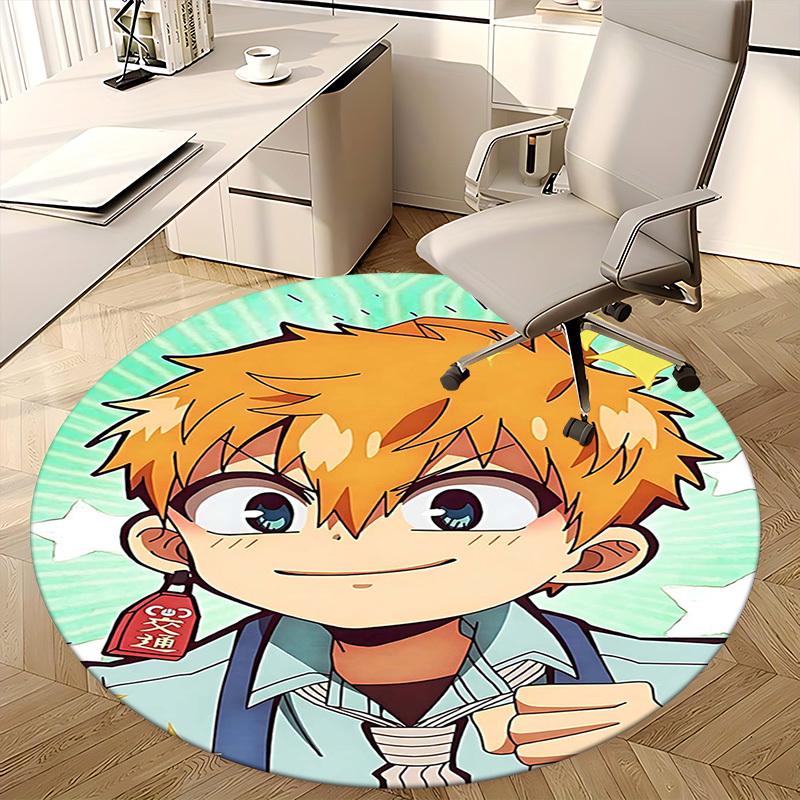 1pc Anime Cartoon Design Round Carpet Office Chair Mat, NonSlip Rug for Home Decor