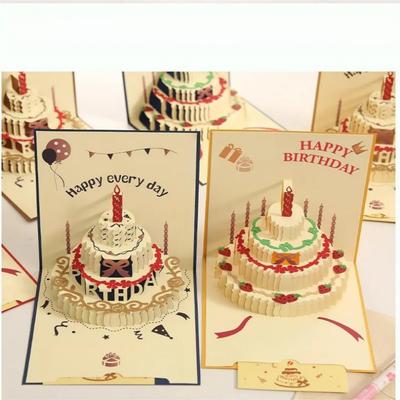 Trójwymiarowa kartka urodzinowa Pop-up dla dzieci Unikalna ręcznie robiona miniaturowa kartka z życzeniami Prezent na baby shower dla chłopca Pierwsze urodziny