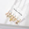 6Pcs/set Geometric Star Moon Rhinestones Hoop Earrings Sets for Women Colorful Zircon Earrings Jewelry Gift