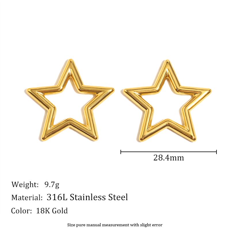 

MamacitaSlay 316L Stainless Steel Star Stud Earrings Party Waterproof 18K Gold Plated Jewelry Women s Charm Statement Earrings