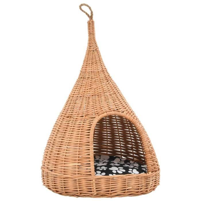 Panier pour chats - Maison Exclusive - Saule naturel - Coussin amovible - 40 x 60 cm