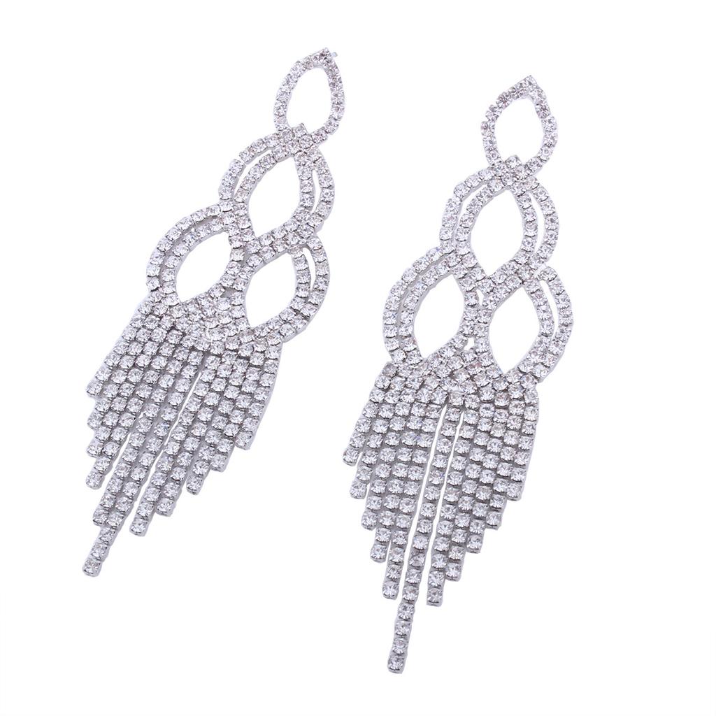 1 Pair Women Girls' Gift Shimmer Rhinestone Tassels Dangle Earrings Eardrop Ear Studs