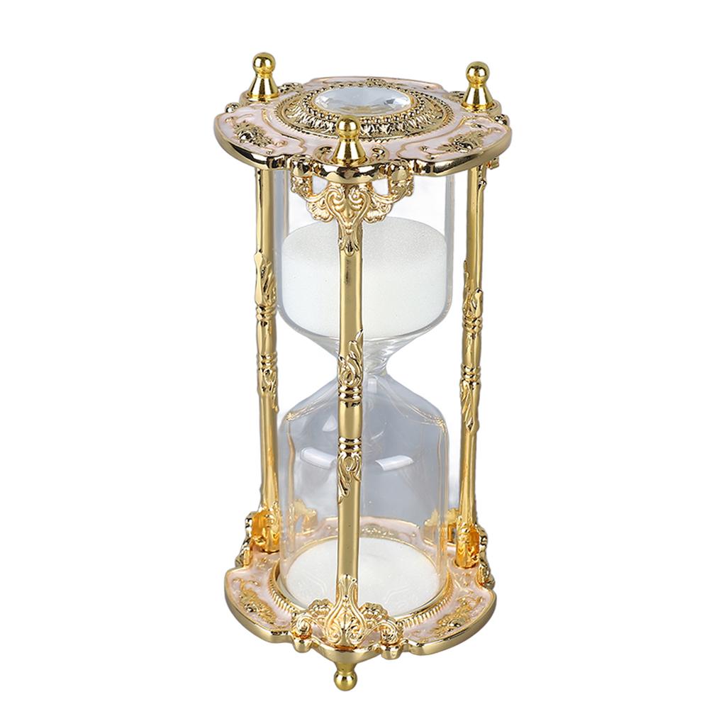 Antique Sand Hourglass Timer Metal Elegant 15 Minutes Decorative Hourglass for Wedding Home Desk