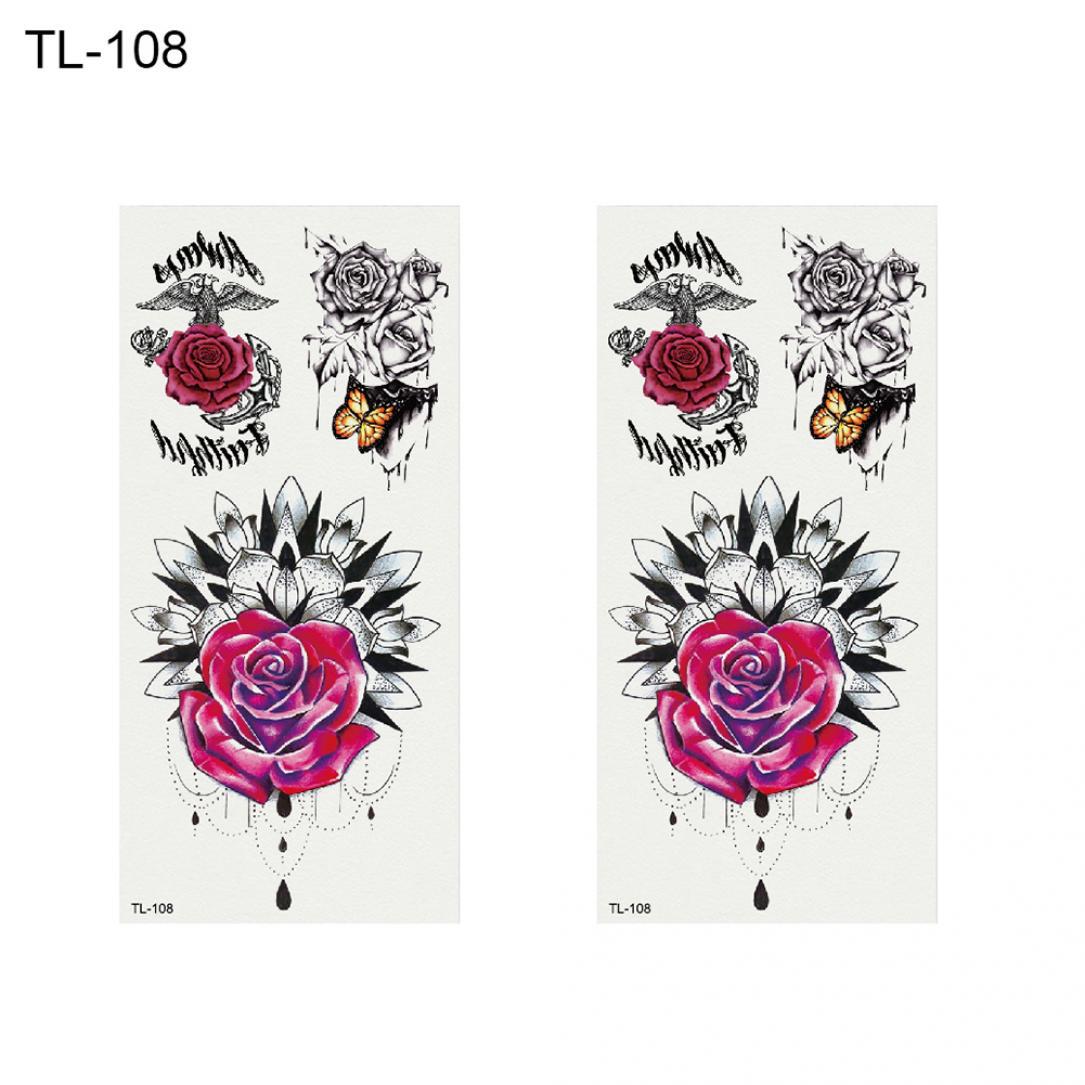 

2 листа женщин сексуальный цветок временная татуировка наклейка декор тела наклейка водостойкая TL-103