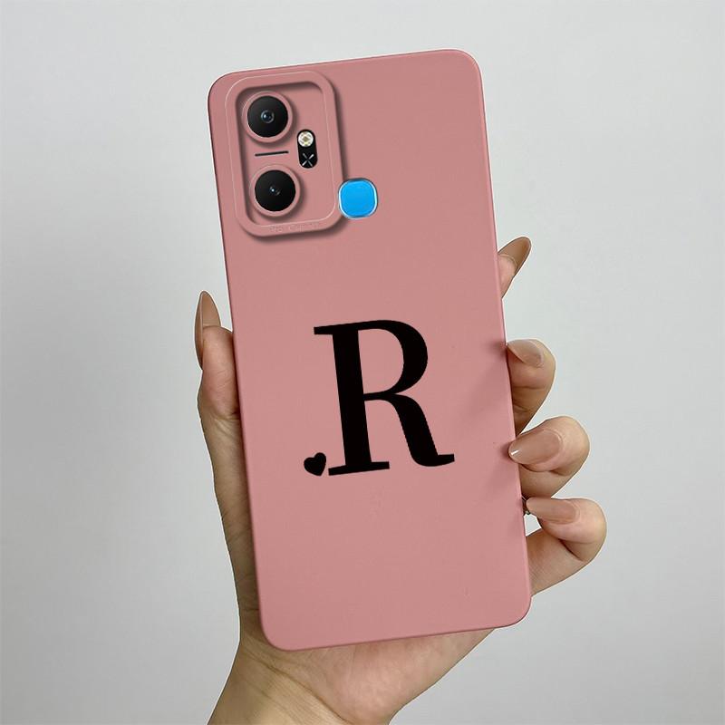 For Infinix Smart 6 Plus Case Infinix Smart6 Plus Phone Case X6823C Cute Initial Letters Square Soft Silicone Back Cover Fundas