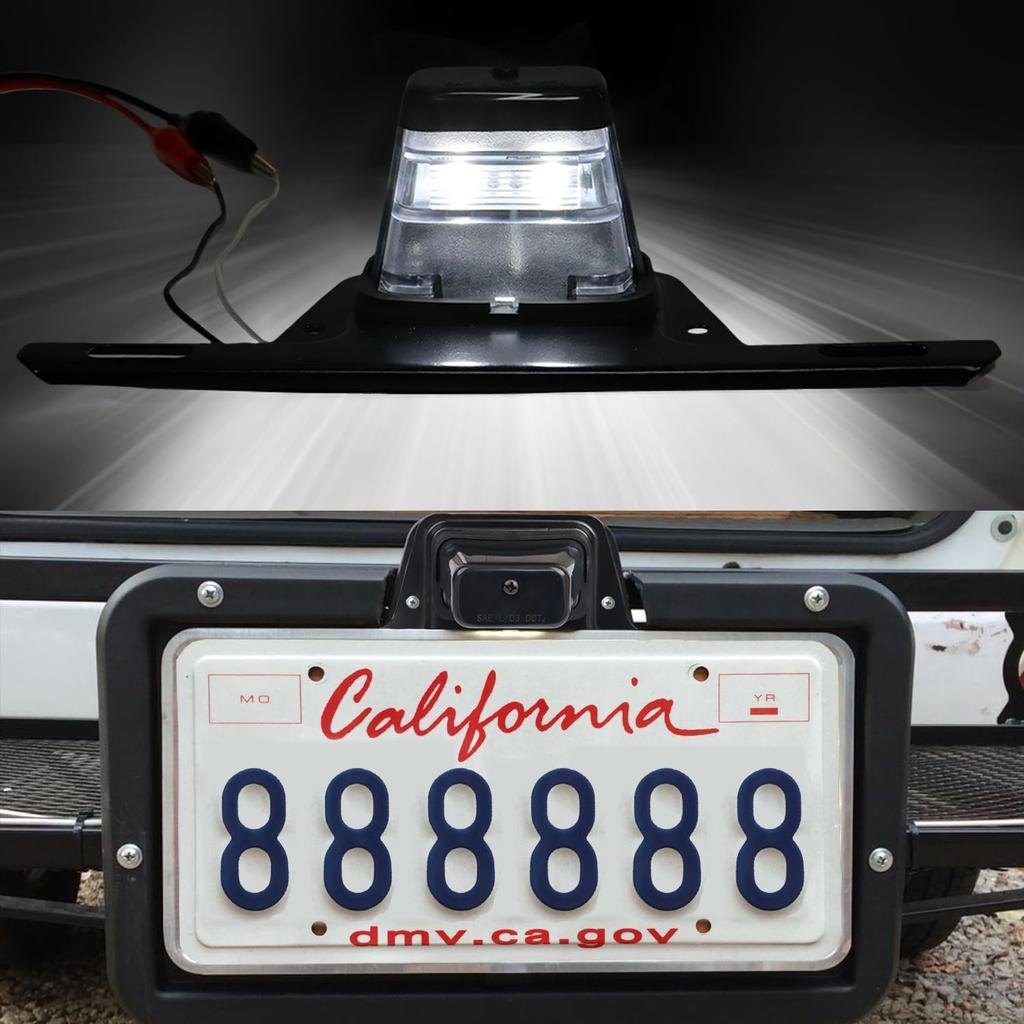 LED License Plate Light With License Plate Holder Bracket Mount Steel Metal Trailer License Plate Bracket ABS Housing PC Lens For Boat Trailer Truck
