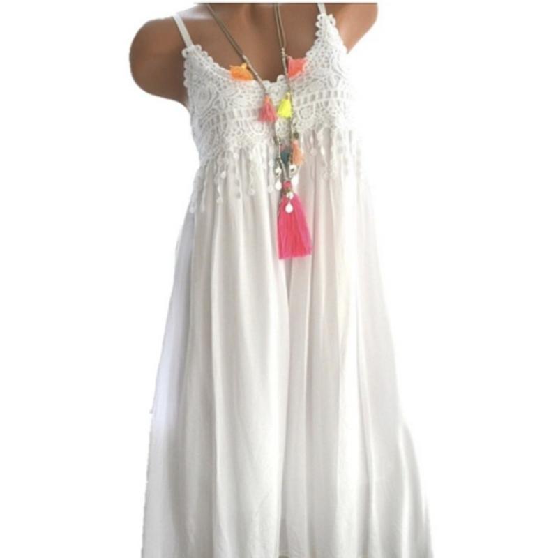 QICED Women's Solid Colour Vintage Loose Cotton Linen Dresses