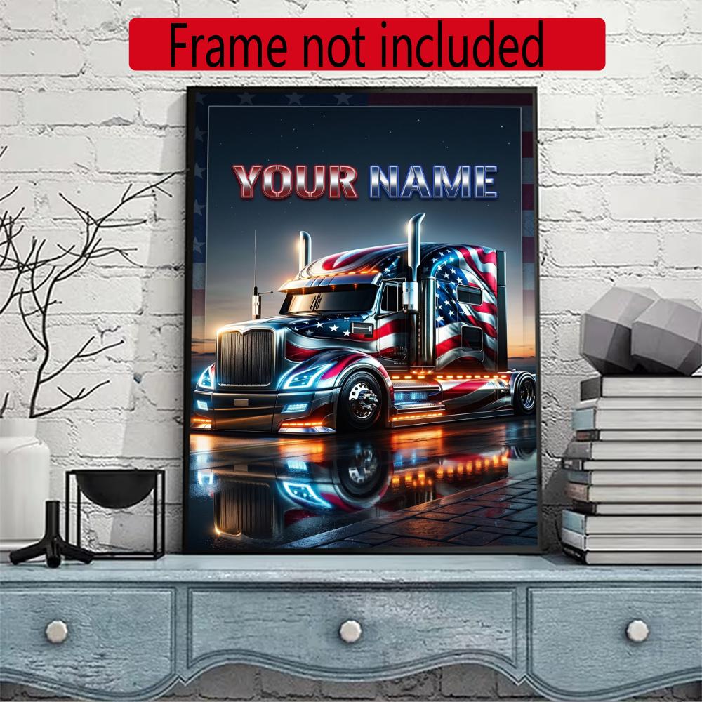 Kw Heavy Trucks Customize Your Name Diamond Painting Round Diamond Diy Frameless Holiday Artwork Suitable For Home Office Wall Decoration