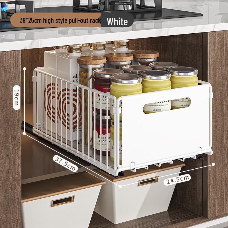 

Двухъярусная выдвижная полка для кухонной мойки для хранения приправ и закусок Single High Single Layer White
