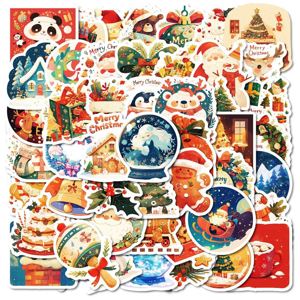 50 Christmas Personalized Festive Cartoon Children's Stickers Party Decoration DIY Water Cup Laptop Stickers