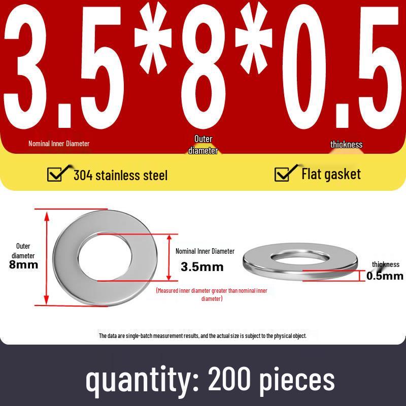 Plochá podložka z nerezové oceli 304 pro nastavení vůle hřídele (0,1/0,2/0,3 mm)