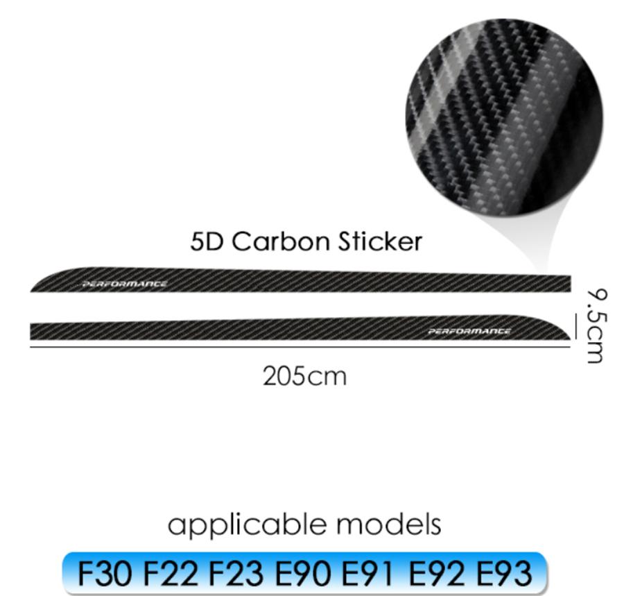 2.05M Glossy 5D Carbon Fiber Side Skirt Sill Decal Stripe Stickers For BMW F30 F22 F23 E90 E91 E92 E93