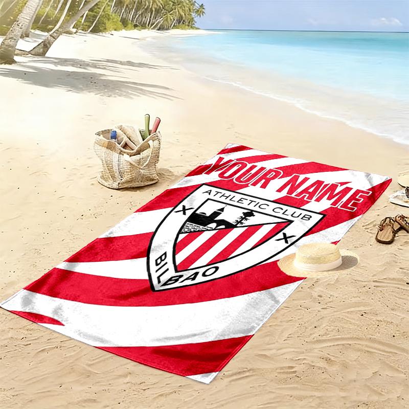 Custom Name Athletic Bilbao Print Beach Towel, Large Soft Quick Dry Towel for Beach Camping Swimming
