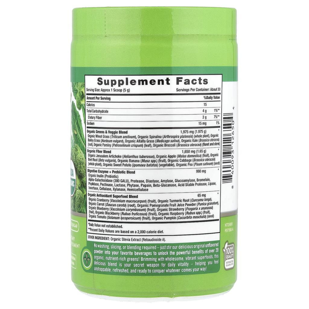 Nature's Truth Organic Greens+, Naturally Unflavored, 150g (5.29oz)