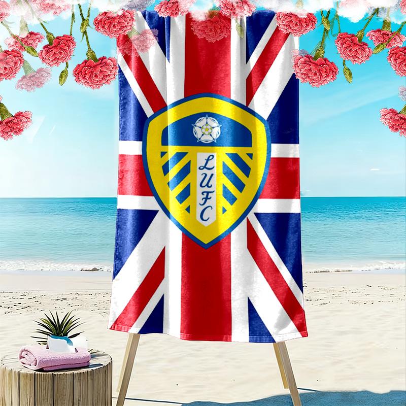 Leeds United Logo Aufdruck Strandtuch, Großes Weiches Schnelltrocknendes Handtuch für Strand Camping Schwimmen