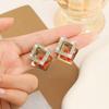  Retro Red Square Crystal Earrings - Niche Design with Modern Flair