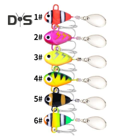 6Pcs 10G/5CM VIB Fishing Lure with Treble Hook Spinning Sequin Long Casting Metal Hard Artificial Spinner Bait Saltwater Freshwater Bass Walleye