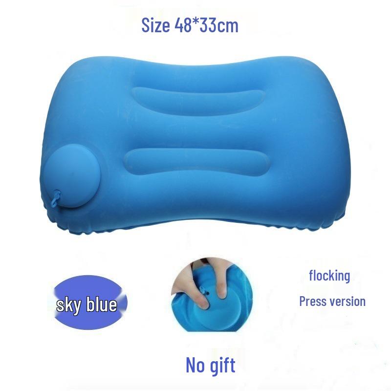 Inflatable Travel Pillow: Portable, Press-and-Fold Design for Camping, Lumbar Support, and Comfort.