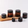 Amber & Brown Glass Cosmetic Jars - 50g, 100g, 30g (Travel Container for Face Cream & Ointment)