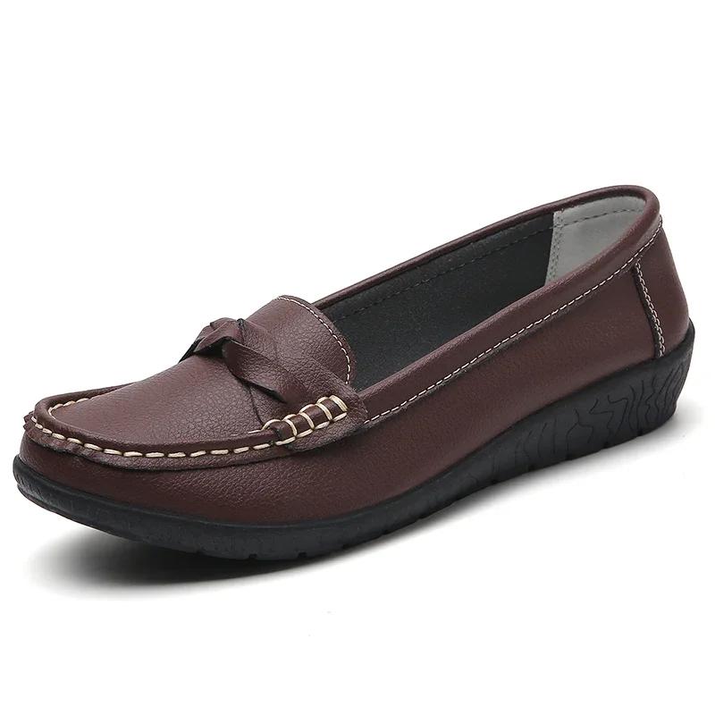 Mode Damen Schuhe Weiche Sohle Komfort Krankenpflegeschuhe Keilabsatz Laufschuhe Damen Leder Freizeitschuh Mokassins Damen Slipper Zapatos Mujer