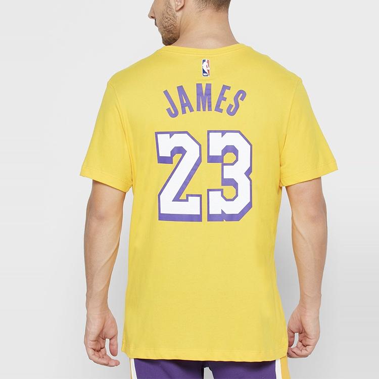 Nike NBA Lakers Basketball Sports Short Sleeve LeBron James 23 Yellow Men's BV8795-705