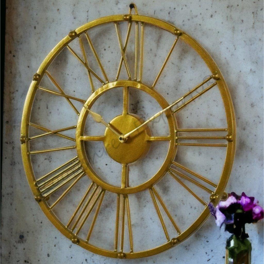 Vintage Clock Iron Gold Wall Clock, Analog, 15 Inch