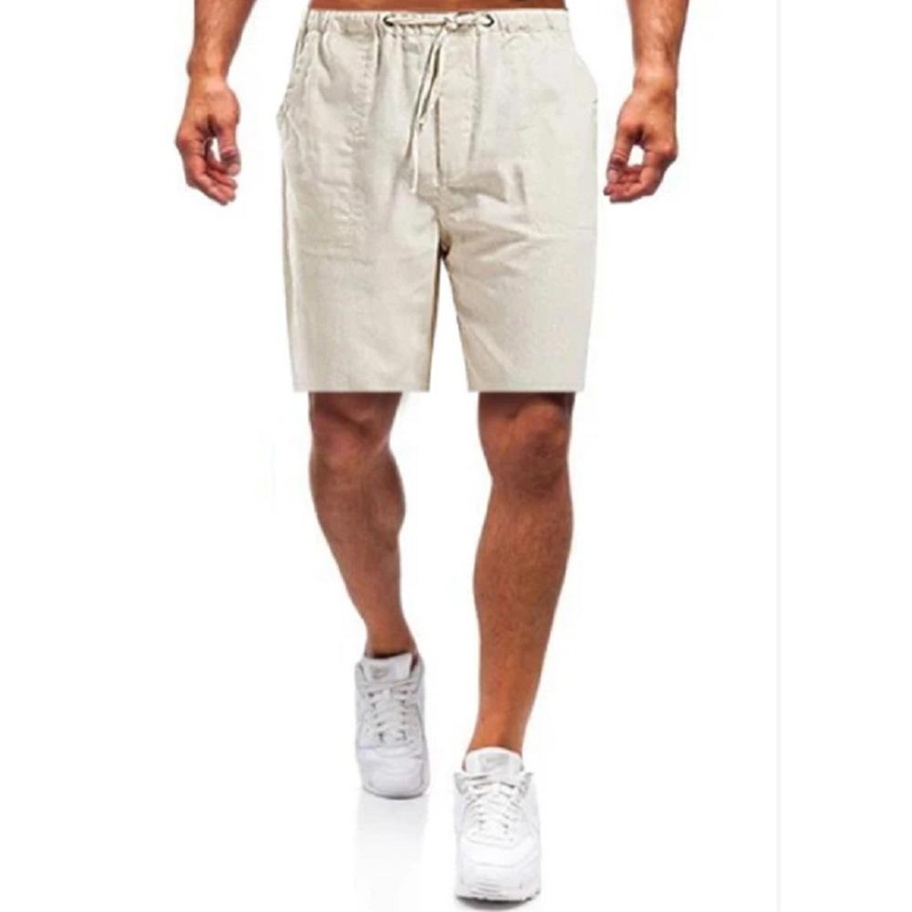 Men's Summer Simple Shorts Solid Color Straight Drawstring Breathable Elastic Waist Casual Loose Jogger Sportswear