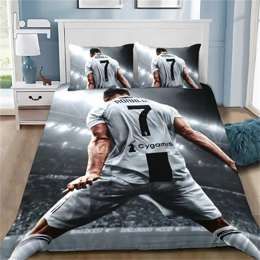 Copripiumino 3D Calcio CR7 Set Biancheria da Letto Morbido Copripiumino Con 1/2 Federe Per Bambini Adulti Copripiumino in Microfibra