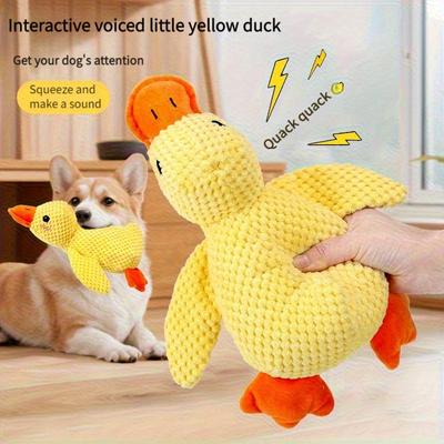 Juguete de Peluche Interactivo de Pato Perro con Chirriador – Juguete Resistente para Masticar para Perros Pequeños a Medianos, Divertido Sonido de Ladrido para la Hora de Jugar y Molienda de Dientes
