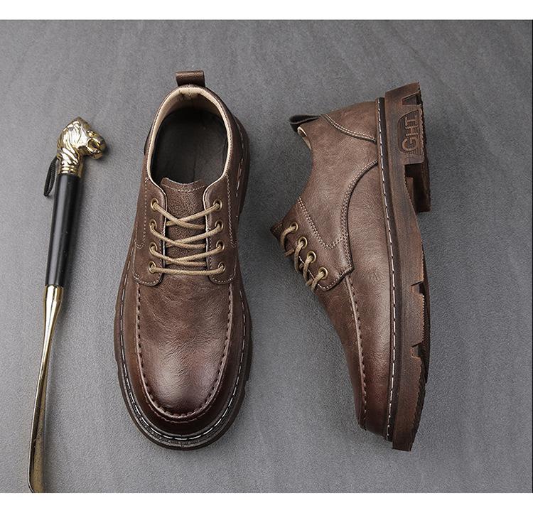 Men's 2023 Autumn Black Casual Retro Leather Shoes – Trendy Non-slip British Style