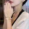 1pc Titanium Steel Metal Bracelet, able Classic Style, Stainless Steel Bracelet,Inlaid With Zircon,For Womens Daily Wear