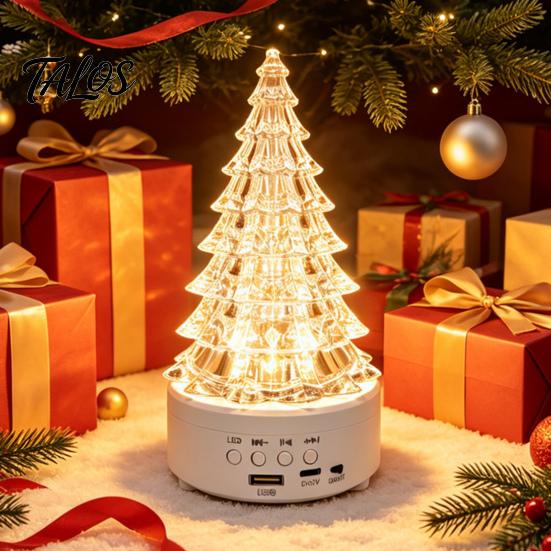 Multifunctional Audio Lamp Crystal-Like Christmas Tree Light, Wireless Music Player LED Table Centerpiece Decorative Night Light for Bedroom