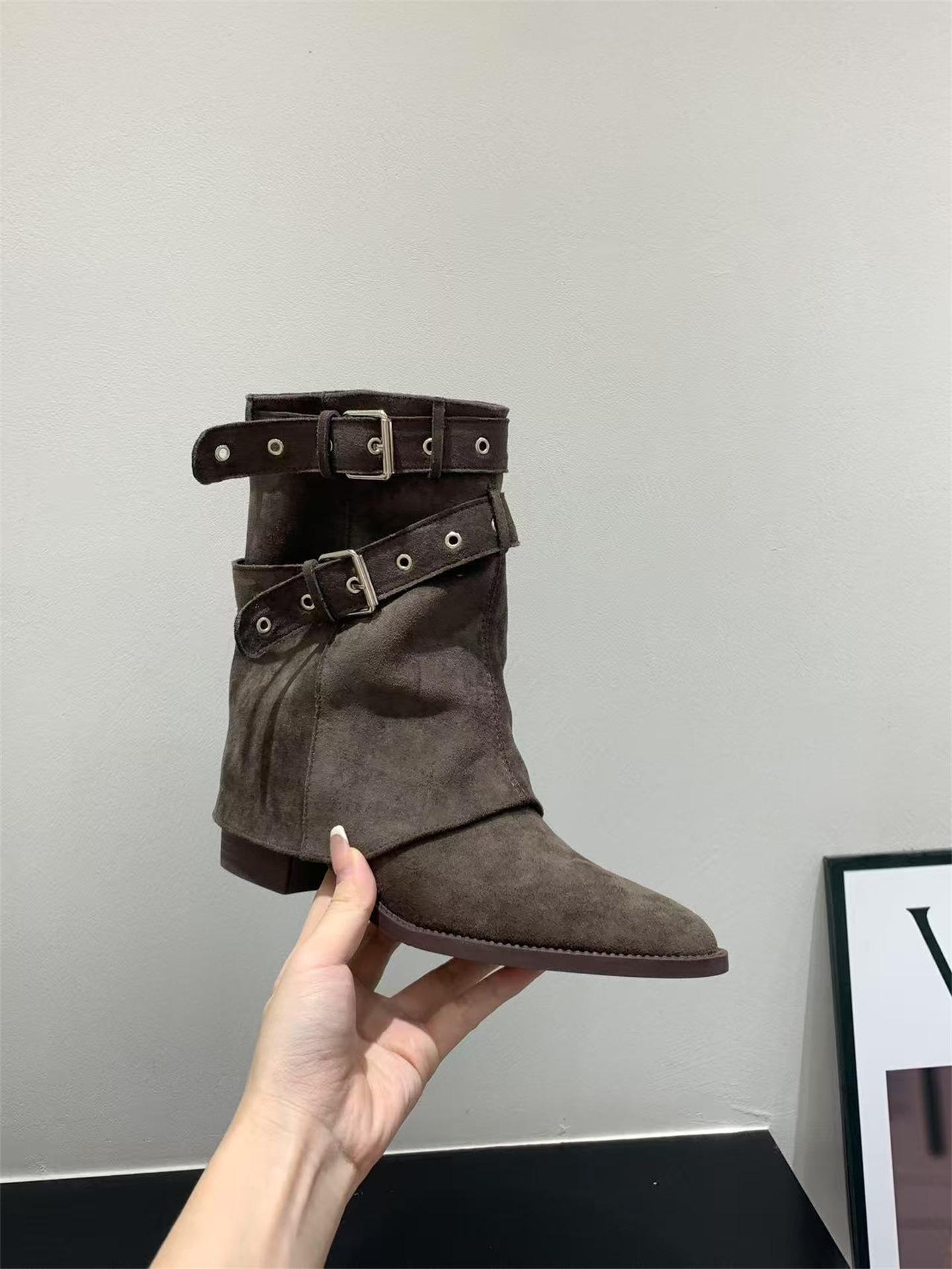 

High Heel Pointed Suede Skinny Boots Short Boots Women s Boots 2025 New Spring and Autumn Western Jeans Tube Martin Boots 39