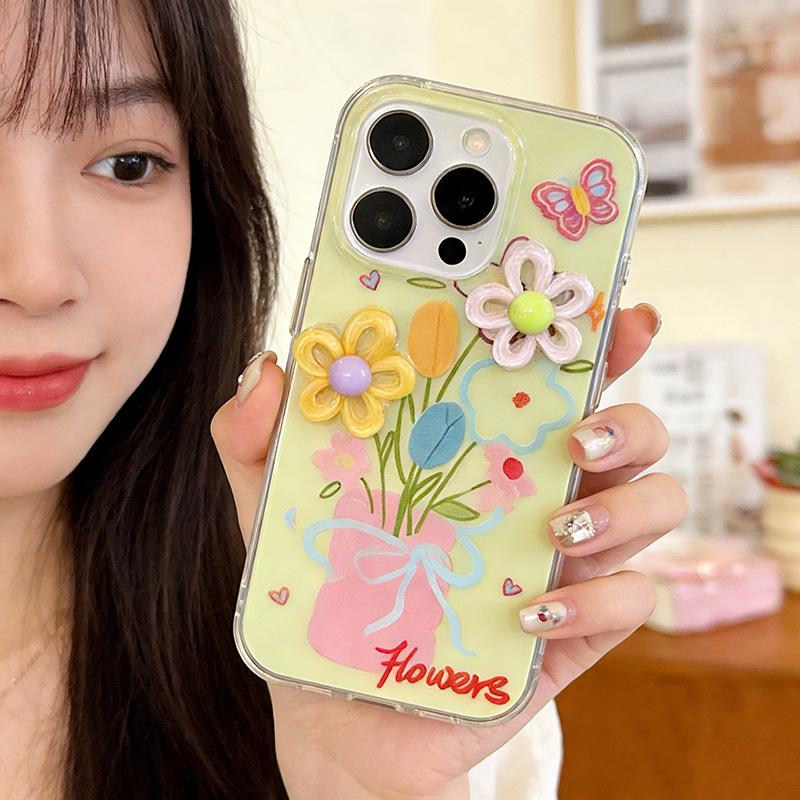 

Air Mesh Drop-Proof Floral 3D Summer Vase Case for iPhone 15/16/17 Pro Max iPhone 16 Pro Max
