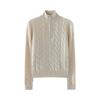 Women's High Neck Twisted Cashmere Sweater 2024: Retro Half-Zip Knitwear, Thickened Wool, Autumn/Winter Collection