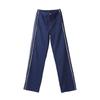 Patchwork Gestreifte Jacke Weitbeinige Hose Set Damen Stehkragen Reißverschluss Locker Jeansjacke Kordelzug Hose Zweiteiliges Set Schlichtes Lässiges Hosen-Set