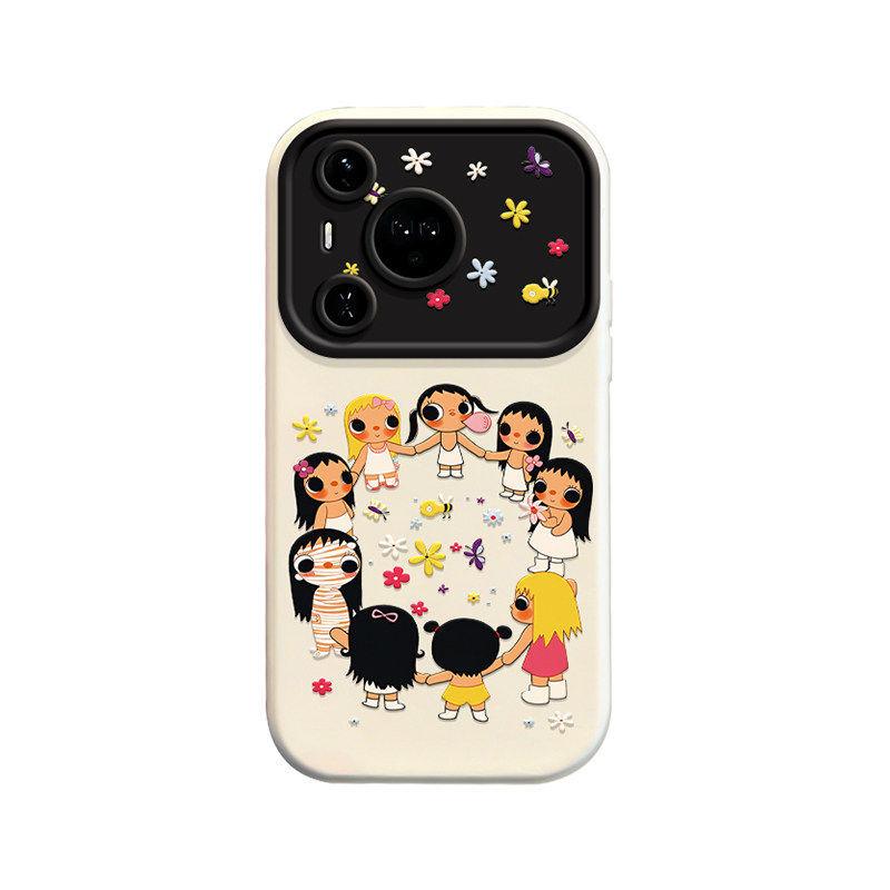 Applicable Huawei Pura80pro + Mobile Phone Case Internet Celebrity New High Sense P70por with Lanyard Circle Girl